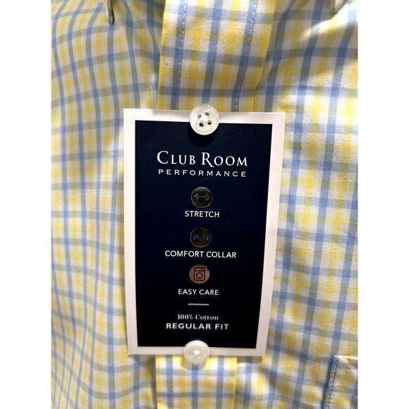 Club Room Mens Regular Fit Shirt Stretch Plaid Button Up Neck 14.5 Sleeve 32/33 - Picture 3 of 7